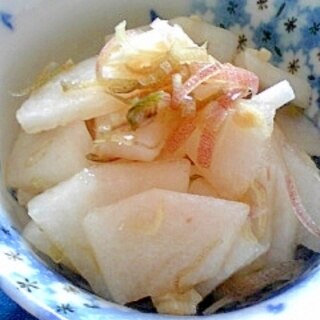 納豆のタレで☆梨のミョウガ和え♪